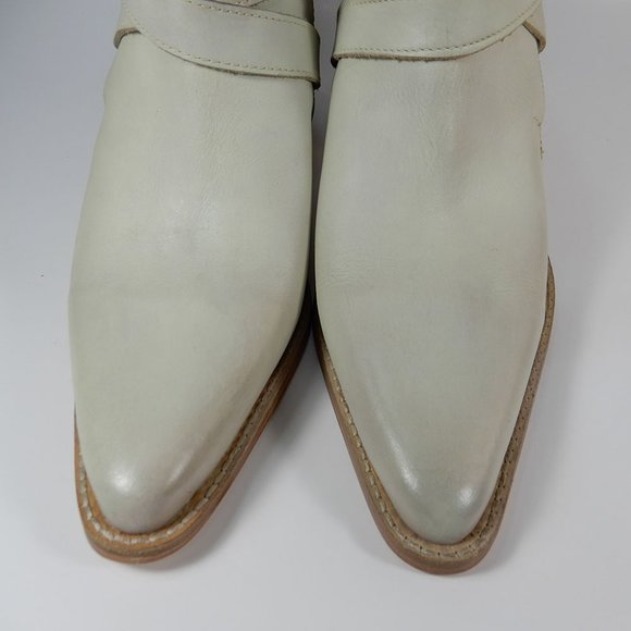 FREE PEOPLE Back Loop Ankle BOOTS Size 39.5 9.5 Ecru Leather Western NEW $148 - Picture 9 of 14